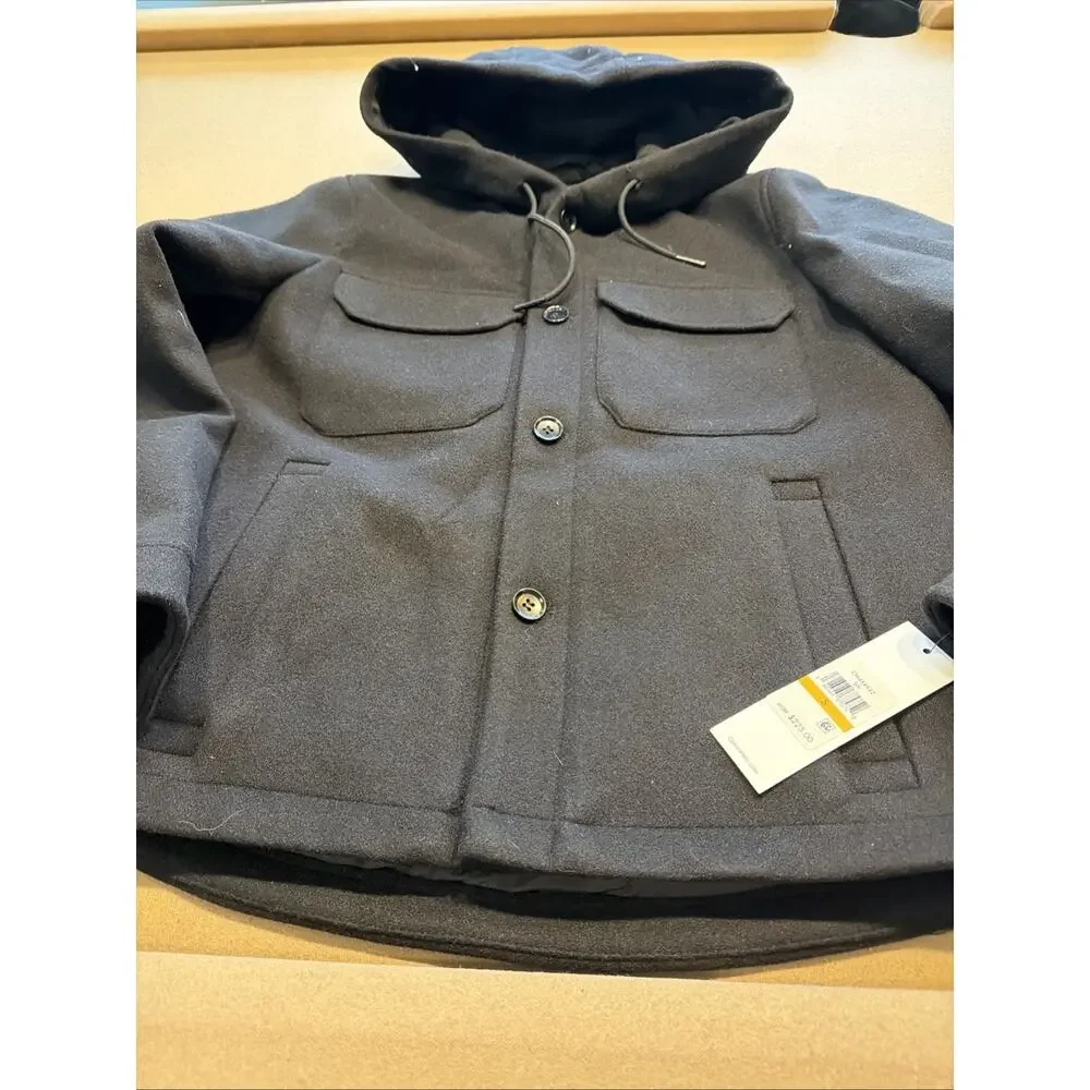 Calvin Klein Men’s Small Hooded Shirt Jacket Black